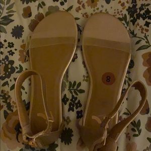 Rose gold sandals with clear strap